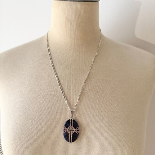 Ilias Lalaounis silver pendant necklace with natural stone, like new