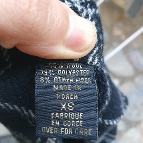 Vintage 90s Black Check Wool Jacket XS Used