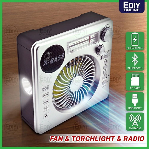 USB Rechargeable Fan Radio 500-3116 New
