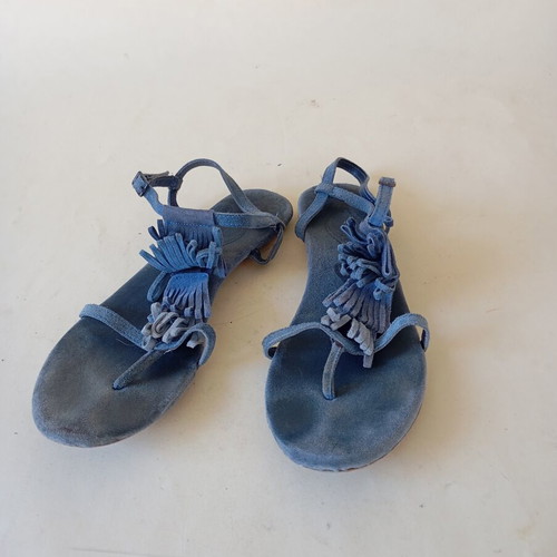 Bershka blue leather sandals used, size 36