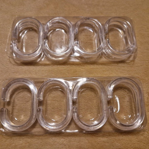 Shower curtain rings new, 2 sets of 12 transparent