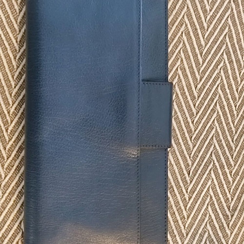 Michael Kors blue leather clutch bag like new with silver clasp