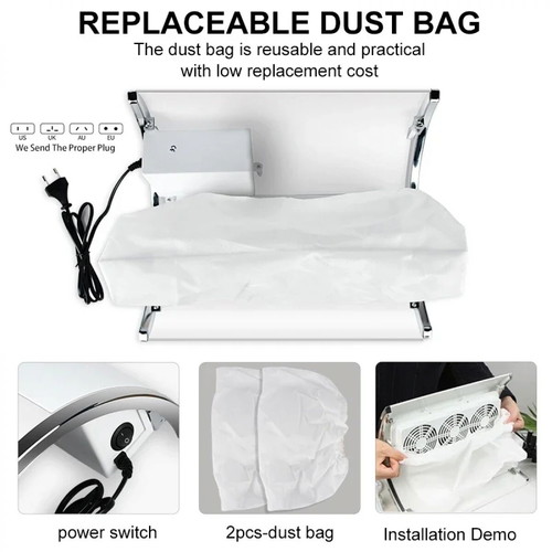 Manicure dust collector 40W with 3 fans and 2 bags new