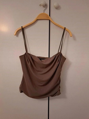 Zara top new, crepe fabric, purple-brown color, size S