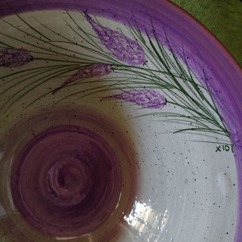 Ceramic handmade bowl with lavender design like new