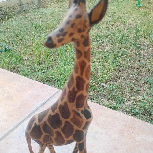 Vintage wooden giraffe figurine, 32 cm height