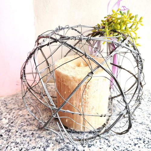 Handmade Wire Sphere Decor like new, Industrial Style