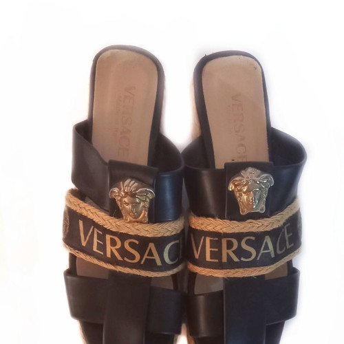 Versace flats used, black, size 40