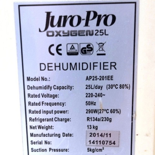 Juro Pro Oxygen 25L dehumidifier with ionizer used