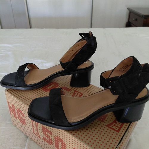 Next black leather sandals with nubuck, 5 cm heel, size 39
