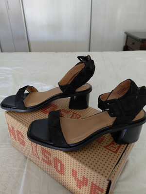 Next black leather sandals with nubuck, 5 cm heel, size 39