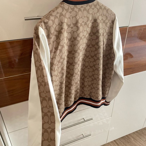 Coach bomber jacket, satin, beige and brown, size M