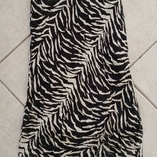 Midi Satin Skirt Lynne used, zebra animal print, black and white
