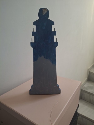 Wall key holder used, lighthouse shape