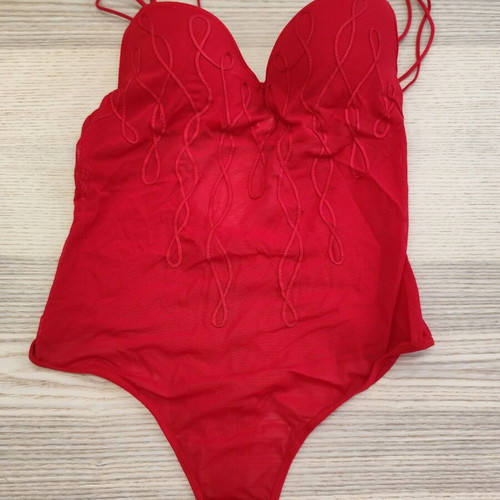 Luna Infinity red mesh bodysuit 75B with push-up