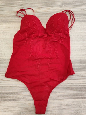 Luna Infinity red mesh bodysuit 75B with push-up