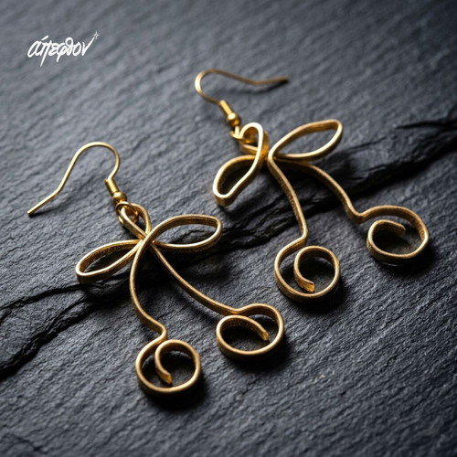 Golden Cherry Silhouette earrings new, large boho statement