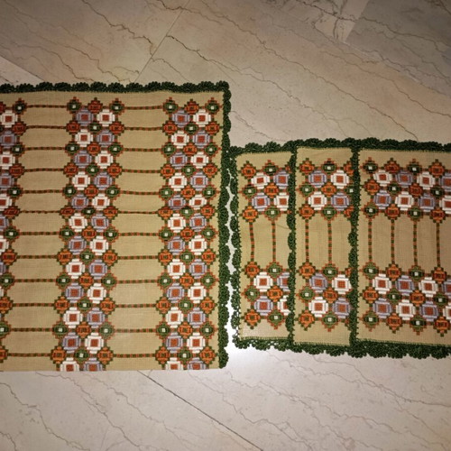 Set of handmade vintage embroideries like new, 1 large and 3 small