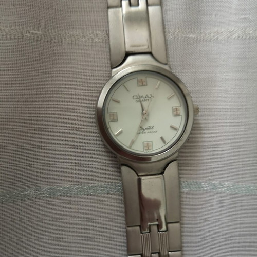 Vintage OMAX HB0239 women's quartz watch used, silver tone