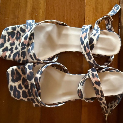Leopard print sandals new, beige and brown, sizes 38.5-39