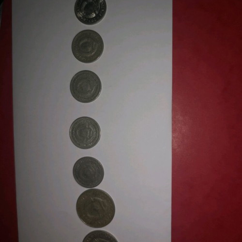 Set of 7 Yugoslavia coins like new, dinars 1965-1975
