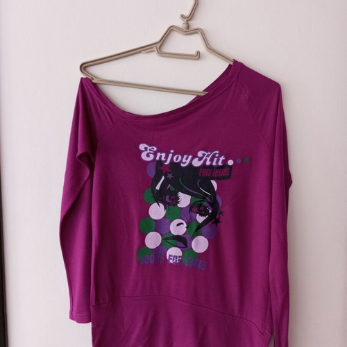 Enjoy Hit off-shoulder long sleeve blouse, purple/magenta, one size