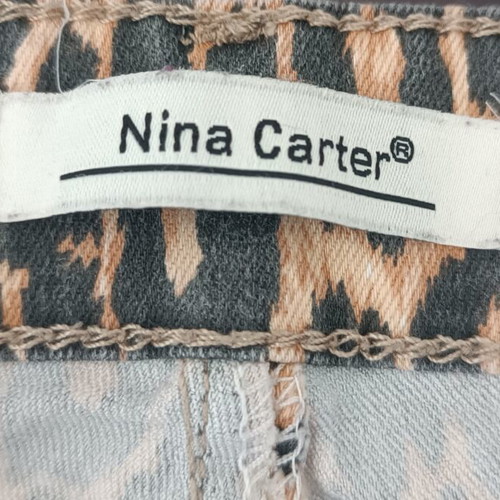 Nina Carter leopard denim pants, size M / 38