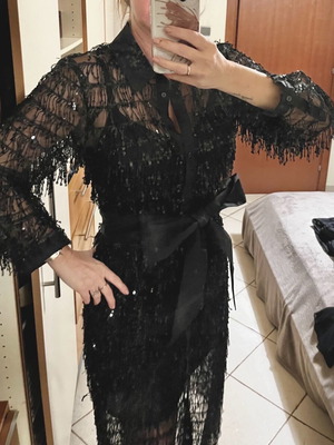 Zara limited edition dress transparent like new with sequin fringe