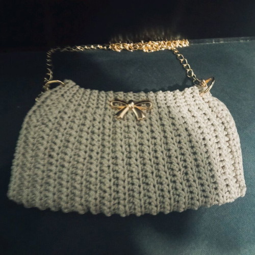 Handmade beige clutch with gold details new