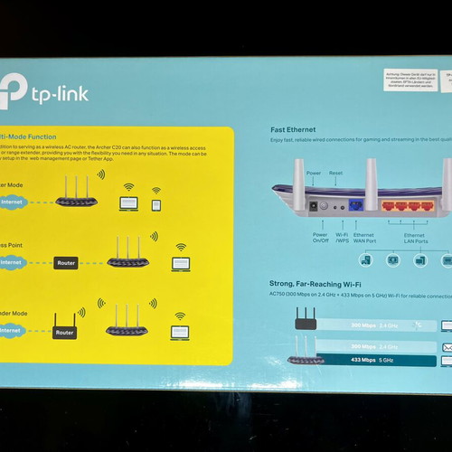 TP-LINK Archer C20 AC750 Router like new
