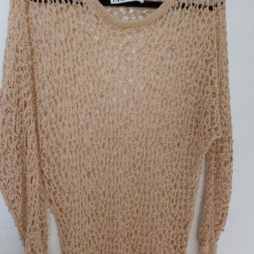 Zara knitted blouse beige like new size S with embroidered beads