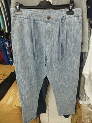 Men's Linen Pants NS-7778 New Turquoise with Drawstrings