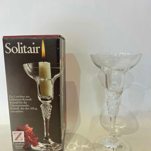 Vintage Cristallerie Zwiesel Solitair Crystal Candlestick 17.5x8