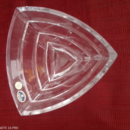 Bohemian crystal fondue pot like new with Czech mark