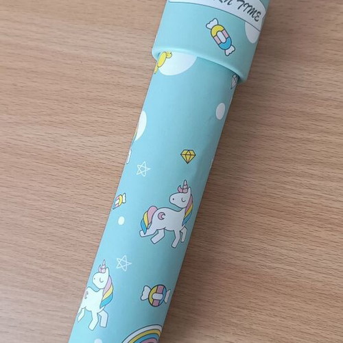 Children's kaleidoscope used with unicorns in turquoise