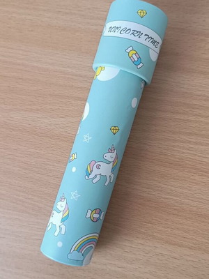 Children's kaleidoscope used with unicorns in turquoise