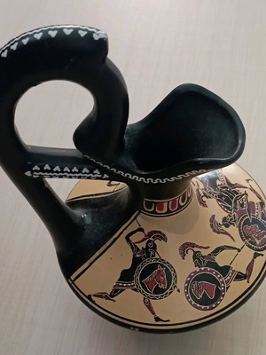 Ceramic wine jug like new with ancient Greek decoration