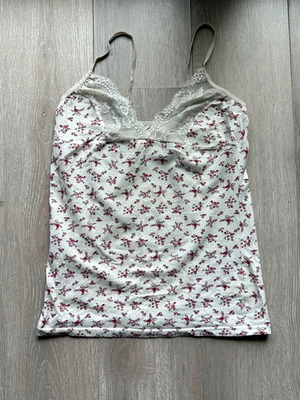 Pj's top used with floral pattern and lace, pink and white
