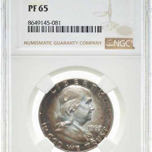 Silver Franklin Half Dollar 1963 PF65 NGC