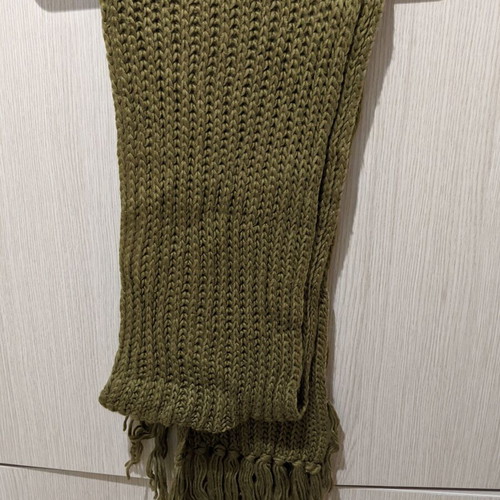 Knitted scarf, warm olive green