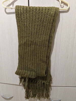 Knitted scarf, warm olive green