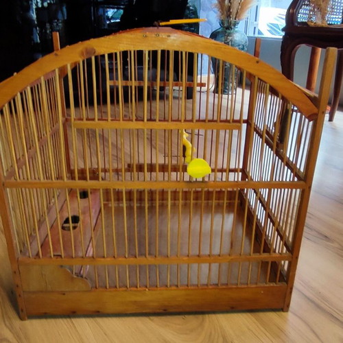 Handmade wooden birdcage for canaries used, vintage style