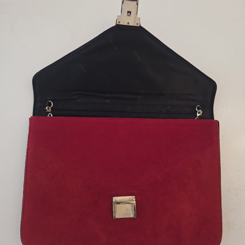 Dune London Red Suede Envelope Clutch Bag