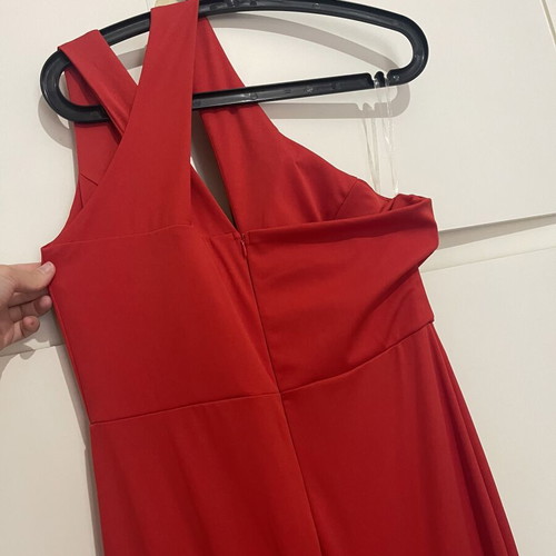 Red One-Shoulder Maxi Evening Dress Size L New with Tags