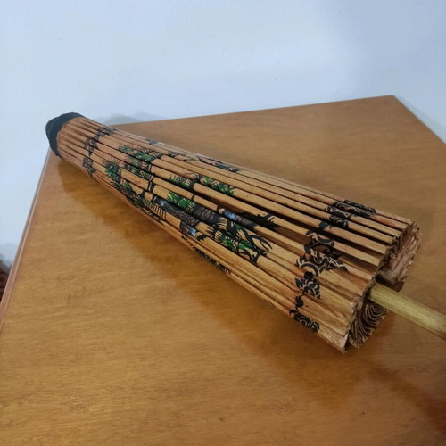 Chinese handmade umbrella used, made of rice paper and bamboo