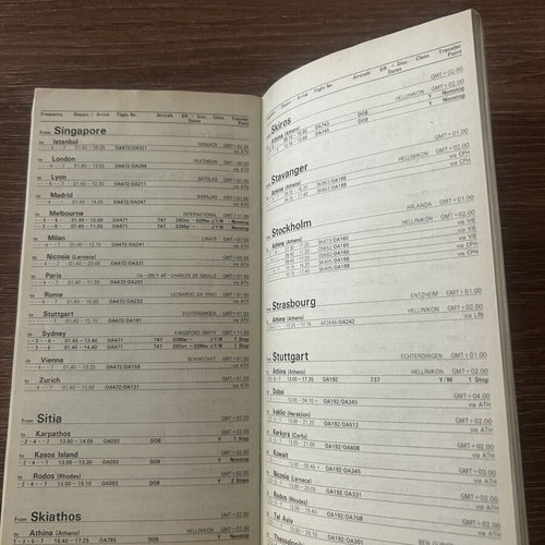 Olympic Airways Winter Flight Timetable 1985 like new