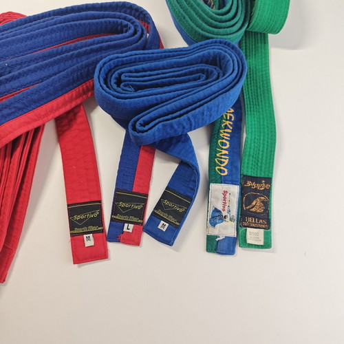 Martial arts belt set used, pack of 5, multicolor
