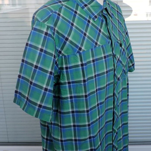 Vaude Men's Check Short Sleeve Shirt XL used, green and blue