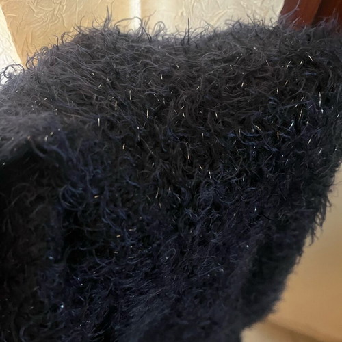 Blue fluffy sweater with rhinestones like new, size L