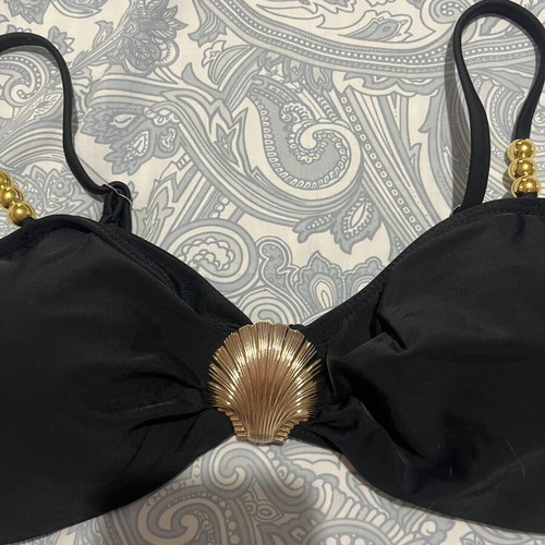 Swimwear top black with gold details new, covers M and L sizes